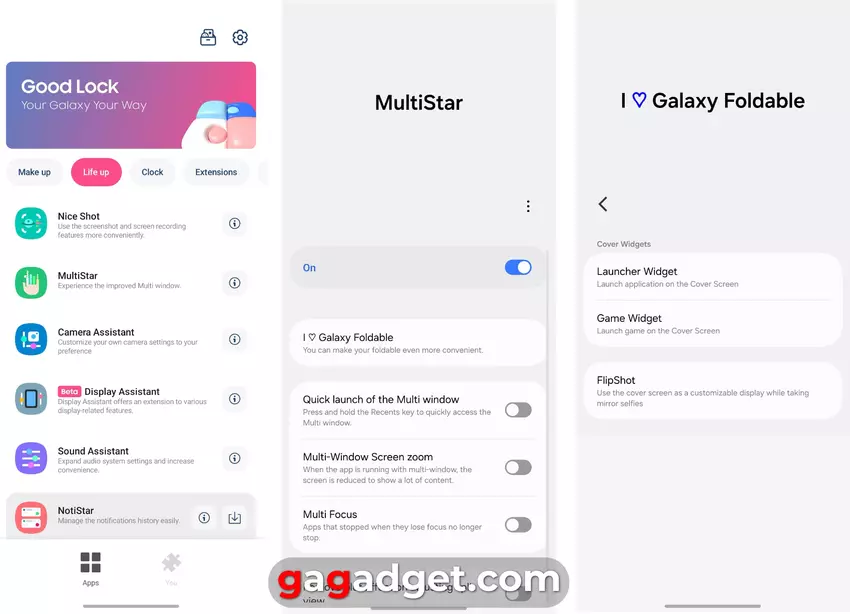 Screenshots von der Good Lock-App. Illustration: gagadget