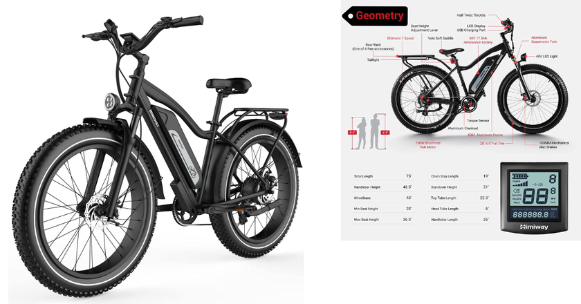 Himiway Cruiser Fat Tire Elektrofahrrad bestes Elektrofahrrad für große Jungs