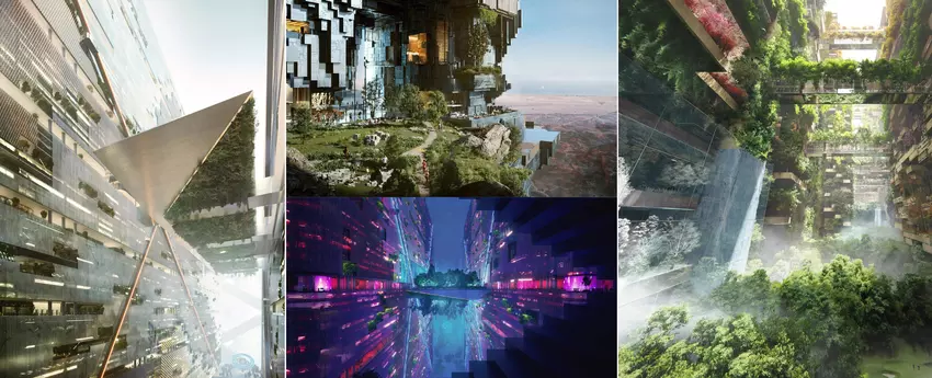 Bilder des 1 Billion Dollar teuren Mirror Line Zwillings-Wolkenkratzers, der die ägyptischen Pyramiden in den Schatten stellen wird, sind veröffentlicht worden