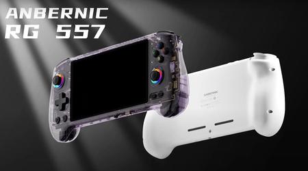 Die Anbernic RG557 Handheld-Konsole verfügt über einen Dimensity 8300 Prozessor, 12 GB RAM und einen 5500 mAh Akku