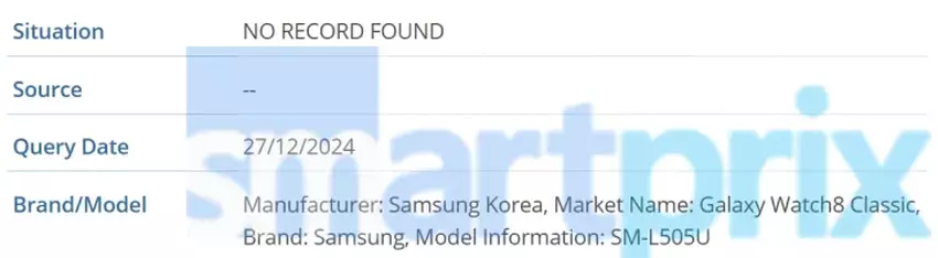 Informationen über die Samsung Galaxy Watch8 Classic in der GSMA-Datenbank