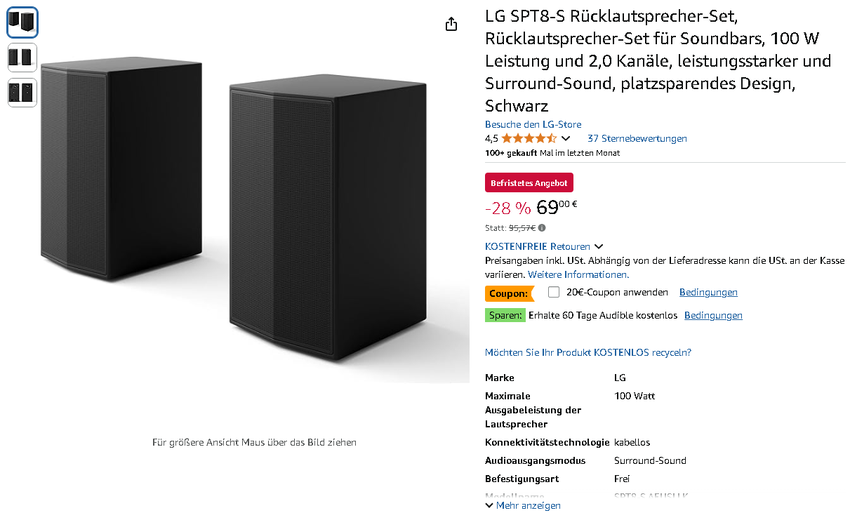 LG SPT8-S Rücklautsprecher-Set Screenshot