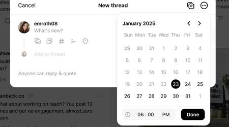 In Threads können Sie jetzt Beiträge planen