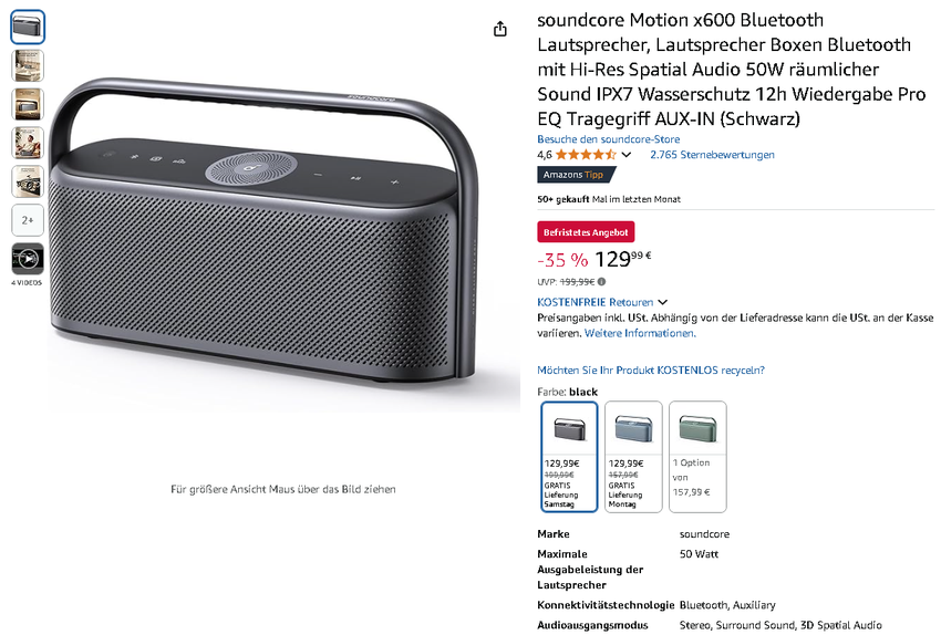 Soundcore Motion X600 Bluetooth Lautsprecher