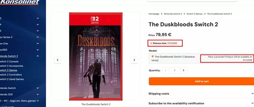 Screenshot des Spiels The Duskbloods auf der Nintendo Switch 2 Konsole