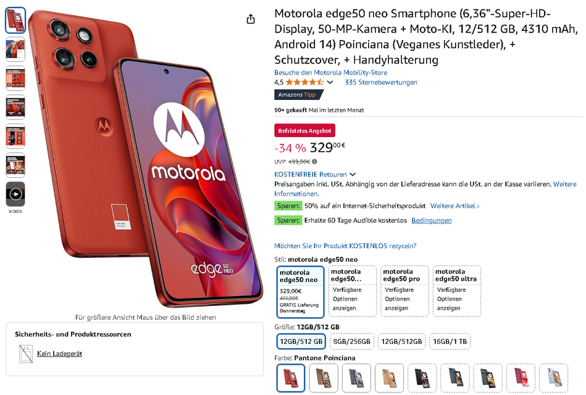 Screenshot der Motorola Edge 50 Neo