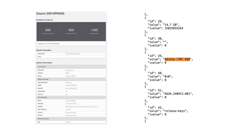 Specs des angeblichen Xiaomi 15 Ultra im Geekbench AI