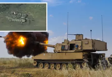 Die Panzerhaubitze M109A6 Paladin zerstört einen ...