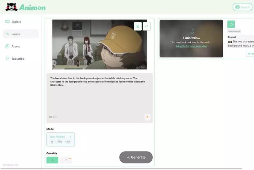 Animation der Steins;Gate-Figur mit Animon.ai