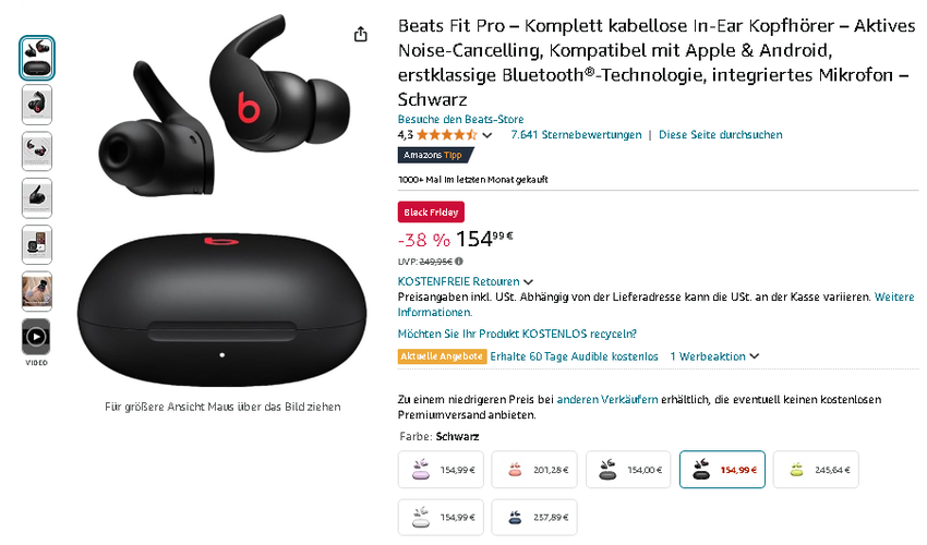 Screenshot der Beats Fit Pro