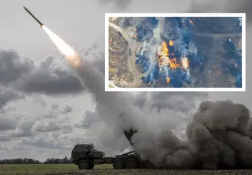 HIMARS zerstörte ein russisches Depot mit ...