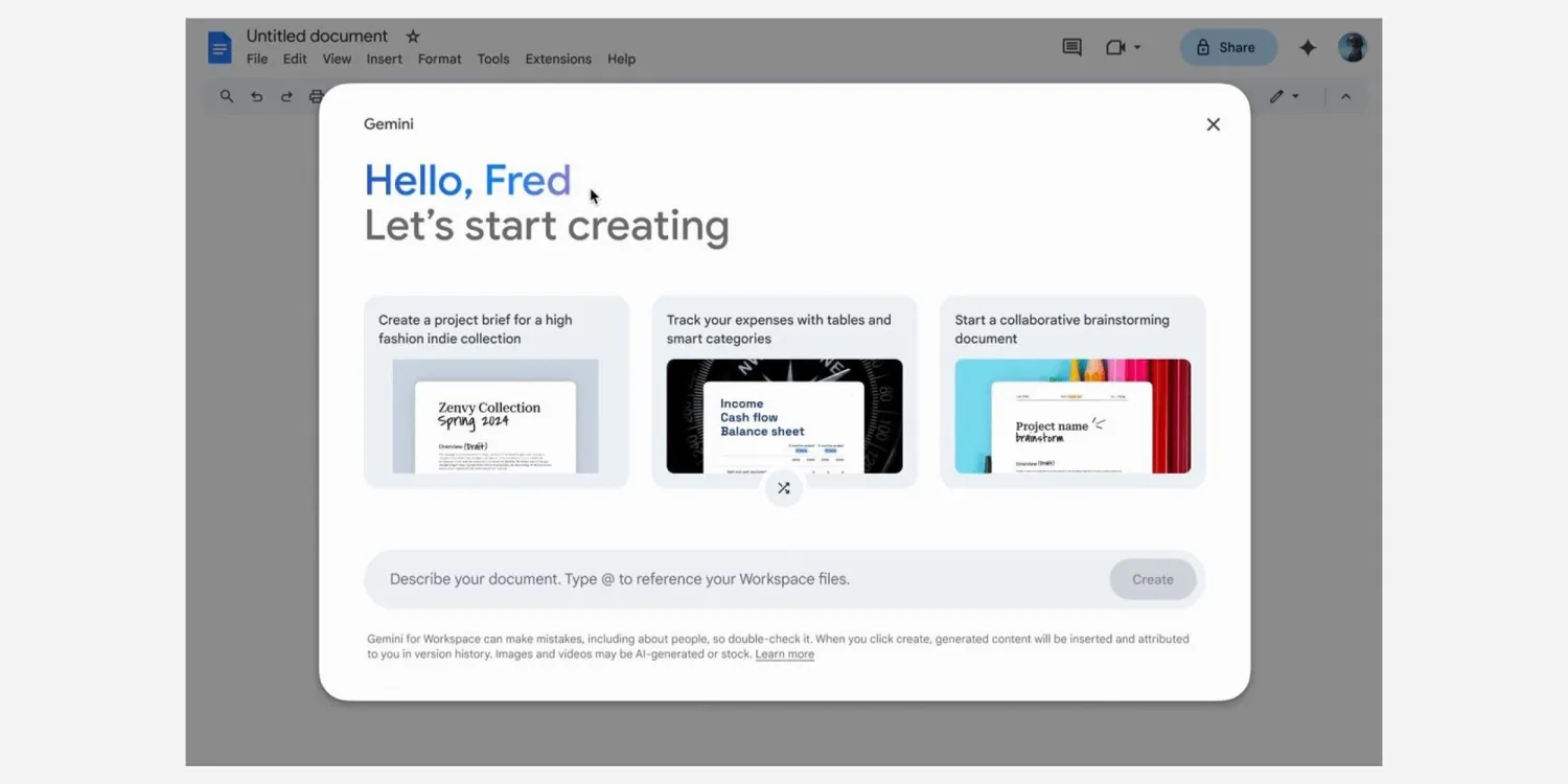 Hilf mir beim Erstellen": Wie Google Docs die Dokumentenerstellung verändert Google enthüllt neue Docs-Funktion: "Help me create" für Content-Ersteller