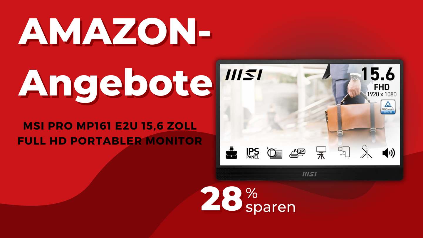 MSI PRO MP161 E2U 15,6" Portabler Monitor – 39€ Rabatt verfügbar! MSI PRO MP161 E2U 15,6" Portabler Monitor – 39€ Rabatt verfügbar!