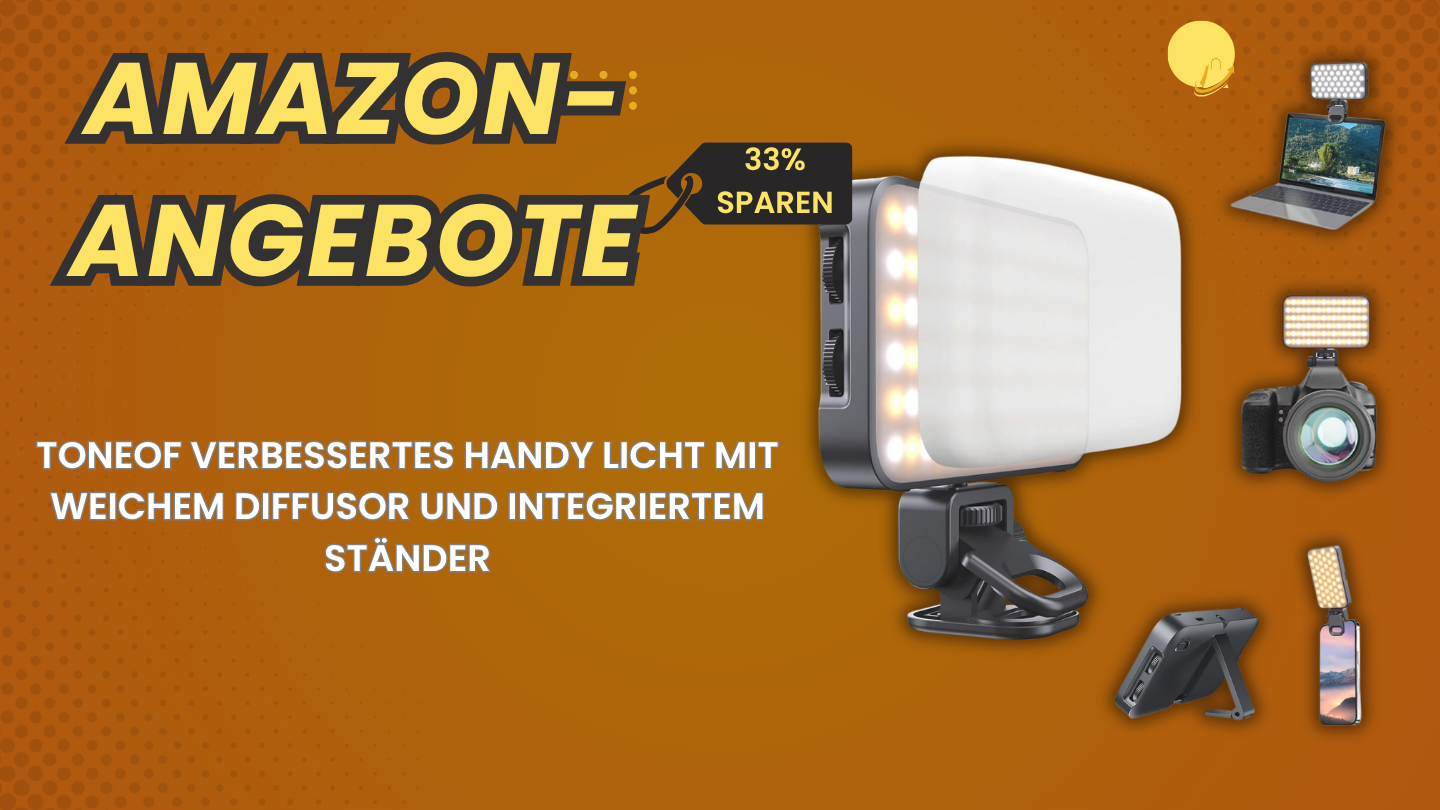 TONEOF Handy Licht mit Diffusor und Ständer – 33% sparen für nur 19,99€ statt 29,99€! TONEOF Handy Licht mit Diffusor und Ständer – 33% sparen für nur 19,99€ statt 29,99€!