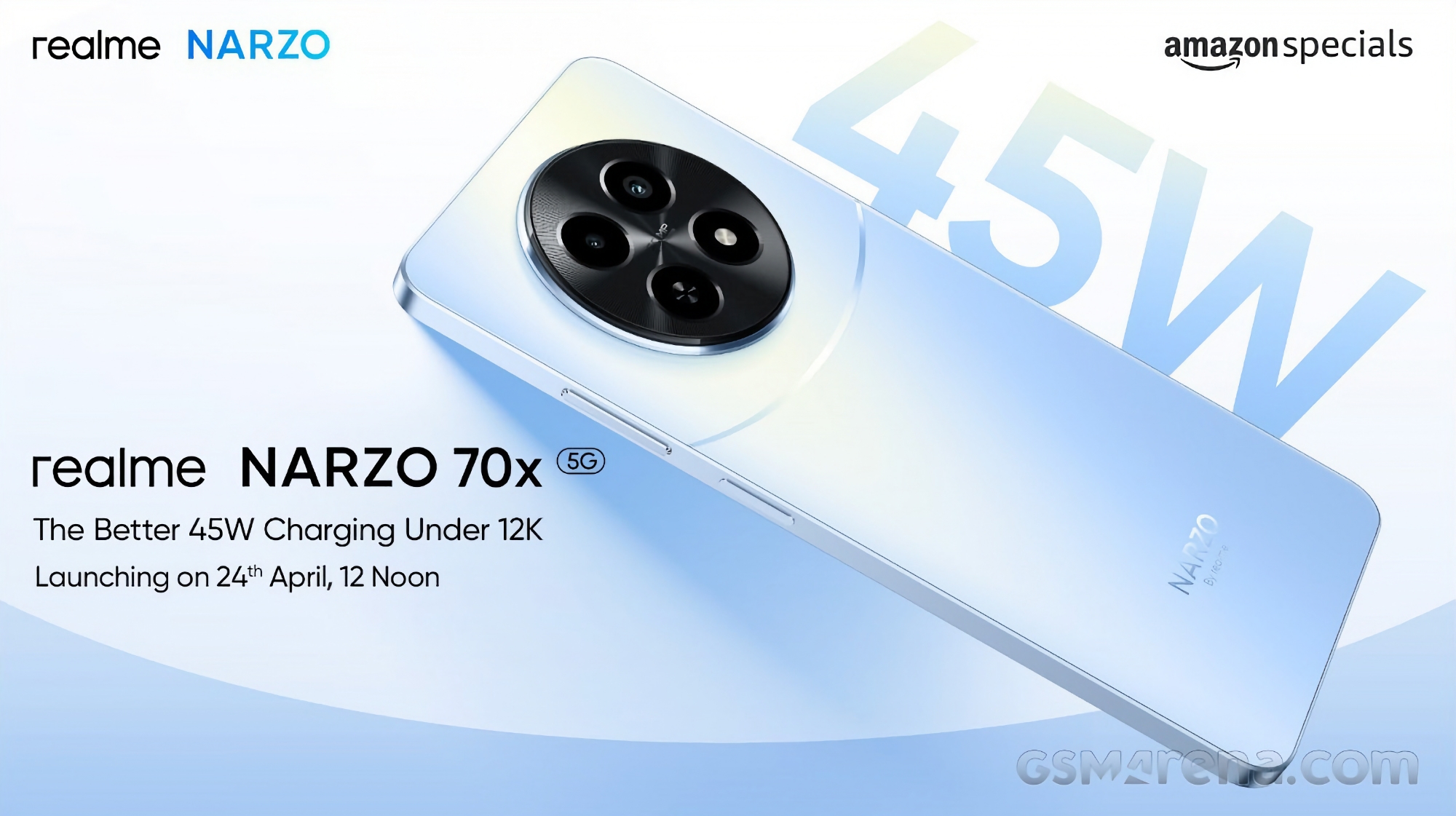 Narzo 70x 5G realme Narzo 70x mit 50-MP-Kamera und 45-W-Ladestation wird am 24. April vorgestellt Narzo 70x 5G realme Narzo 70x mit 50-MP-Kamera und 45-W-Ladestation wird am 24. April vorgestellt