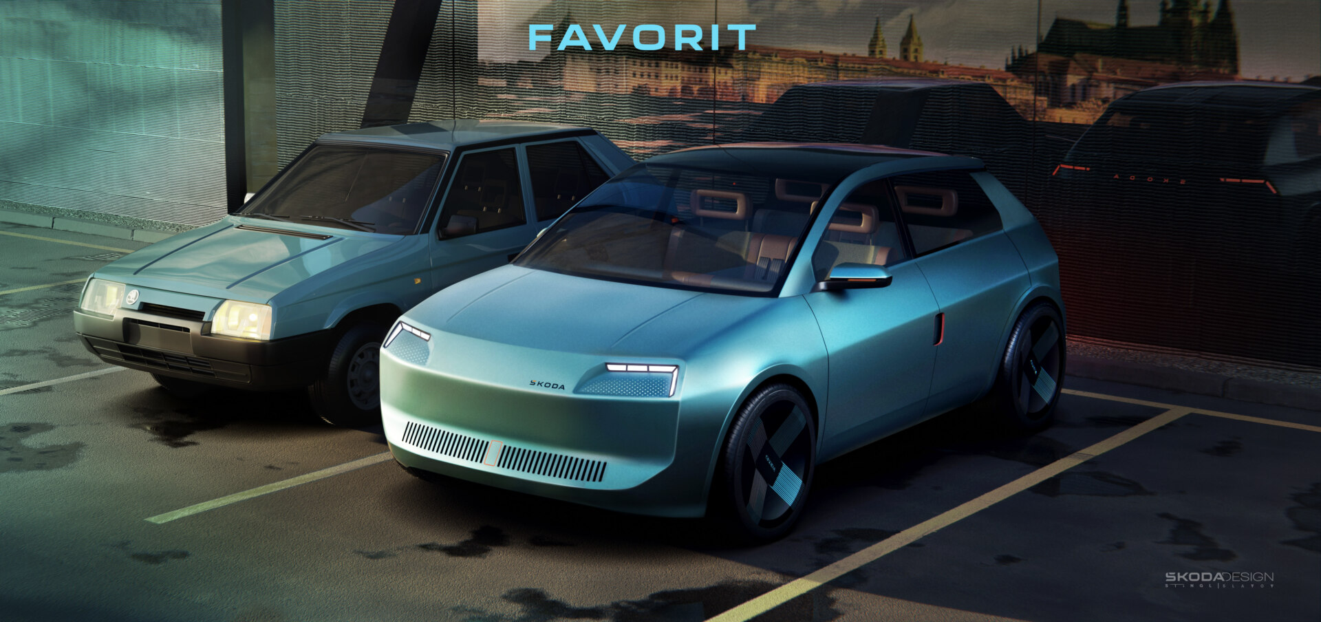 Moderne Interpretation des Skoda Favorit Kompaktwagens Moderne Interpretation des Skoda Favorit Kompaktwagens