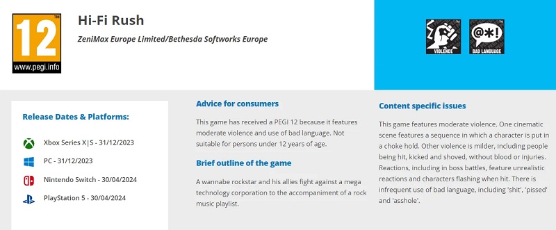 Kommt Hi-Fi Rush für Nintendo Switch? PEGI-Website enthüllt die Altersfreigabe für die neue Version des Actionspiels-2 Kommt Hi-Fi Rush für Nintendo Switch? PEGI-Website enthüllt die Altersfreigabe für die neue Version des Actionspiels-2
