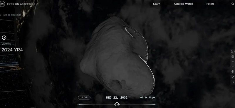 Die Quelle ist die NASA Modellierung des Erscheinungsbildes des Asteroiden 2024 YR4