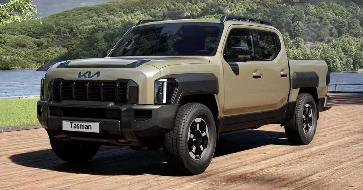 Kia Tasman 2025 Cat Vergleich. Vergleich des Kia Tasman 2025 Cat mit dem Konzeptfahrzeug Weekender