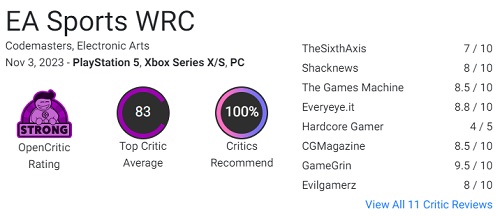 Ein weiteres großartiges Rennen von Codemasters! Die Kritiker sind begeistert vom EA Sports WRC Rallye-Simulator und empfehlen ihn allen Fans des Genres-3 Ein weiteres großartiges Rennen von Codemasters! Die Kritiker sind begeistert vom EA Sports WRC Rallye-Simulator und empfehlen ihn allen Fans des Genres-3