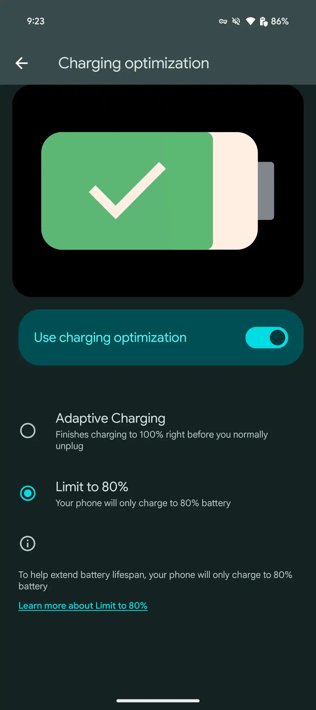 Neues Design der Batterieeinstellungen