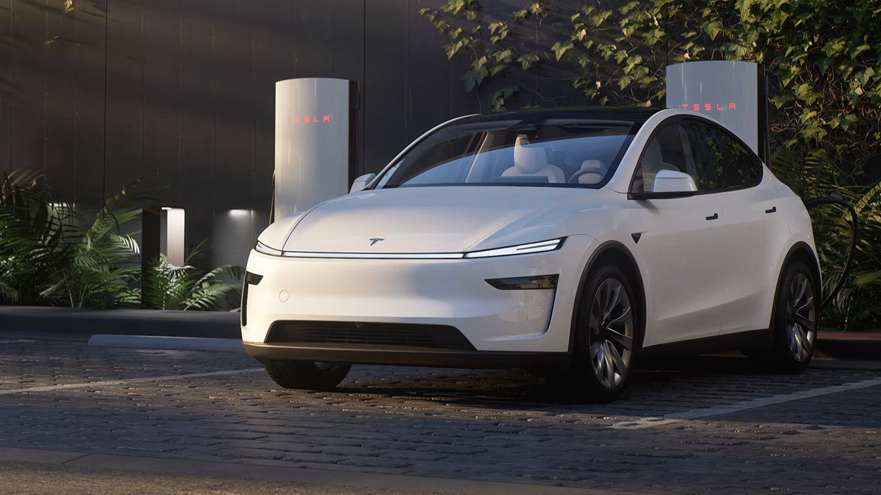 Das aktualisierte Tesla Model Y - Frontansicht Das aktualisierte Tesla Model Y - Frontansicht