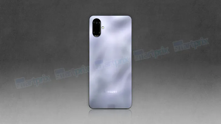 Rendering des Samsung Galaxy F06 in lila Farbe