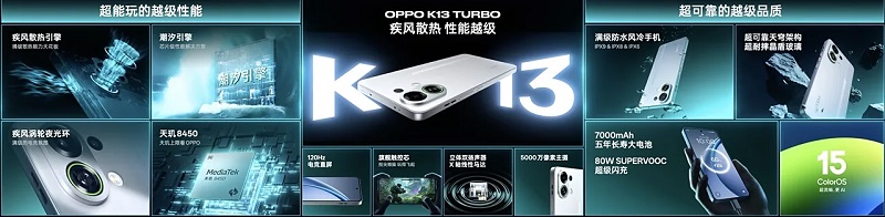 Farben K13 Turbo und K13 Turbo Pro OPPO K13 Turbo Smartphones in Knight White, First Purple und Black Samurai Farben