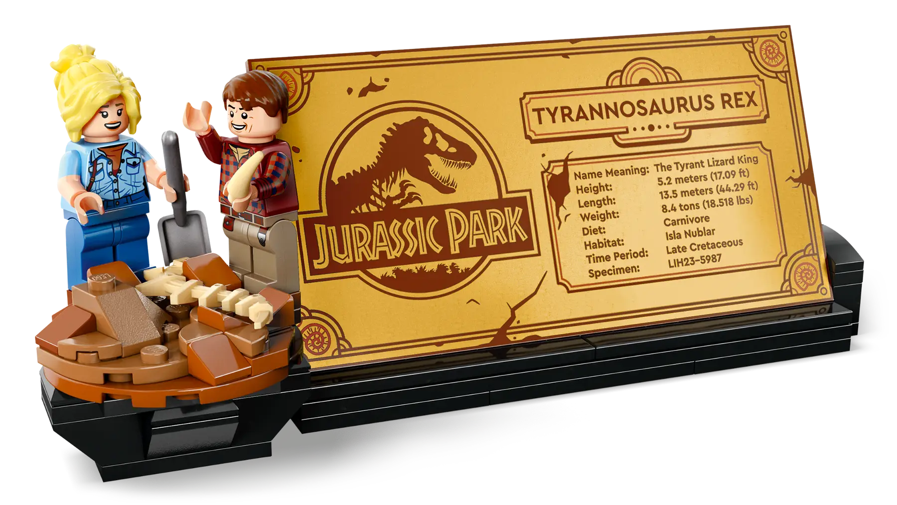 Informationstafel und Stand für T-Rex