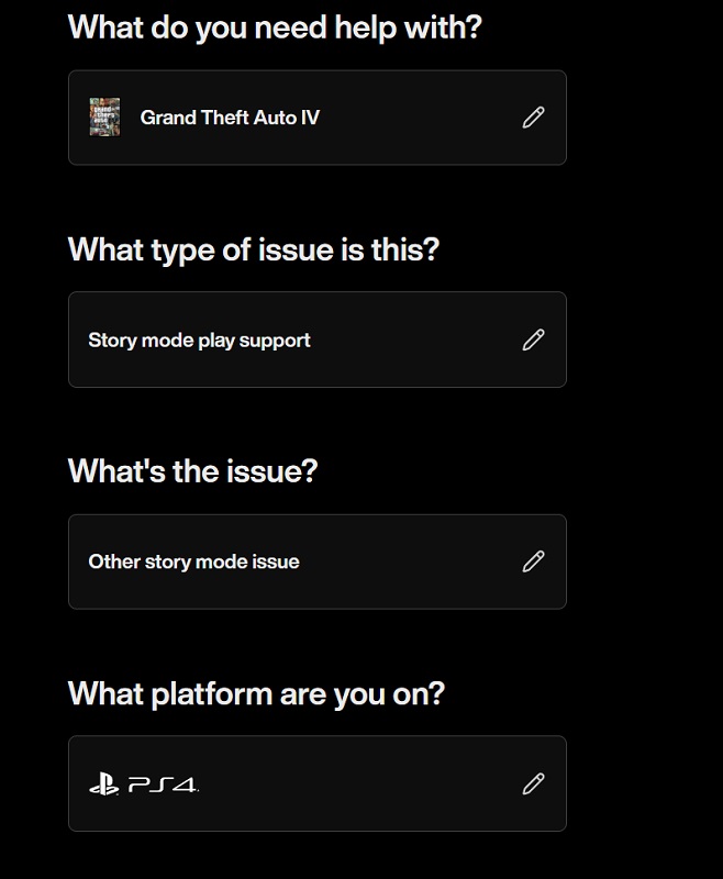 Ist das Remaster von GTA IV real? Die Rockstar-Website hat die Wiederveröffentlichung des berühmten Action-Spiels indirekt bestätigt Screenshot von Rockstars Support-Seite, der die PS4 als Plattform für GTA IV zeigt