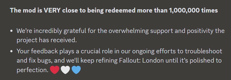 Fallout: London - Entwickler haben den größten Patch veröffentlicht und die Zahl der Mod-Downloads nähert sich der 1-Million-Marke-2 Fallout: London - Entwickler haben den größten Patch veröffentlicht und die Zahl der Mod-Downloads nähert sich der 1-Million-Marke-2