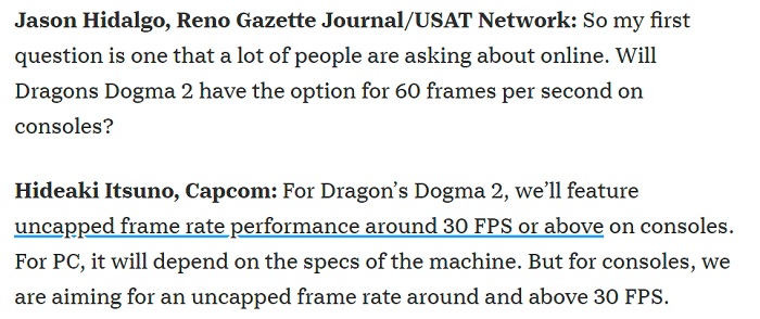 Es ist offiziell: Die hohen FPS in Dragon's Dogma 2 sind nur auf dem PC verfügbar-2 Es ist offiziell: Die hohen FPS in Dragon's Dogma 2 sind nur auf dem PC verfügbar-2