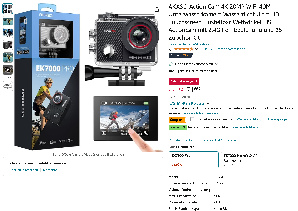AKASO EK7000 Pro 4K Action Kamera Screenshot AKASO EK7000 Pro 4K Action Kamera Screenshot