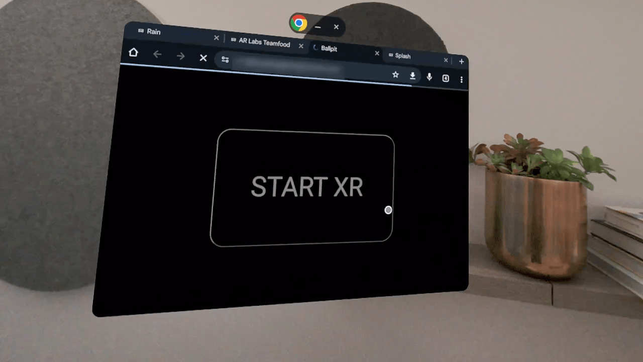 Chrome auf Android XR GIF Chrome-Animation auf Android XR, die WebXR-Funktionen demonstriert
