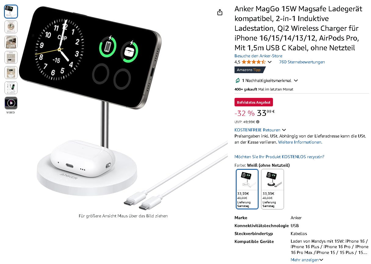 Anker MagGo 2-in-1 Ladeständer