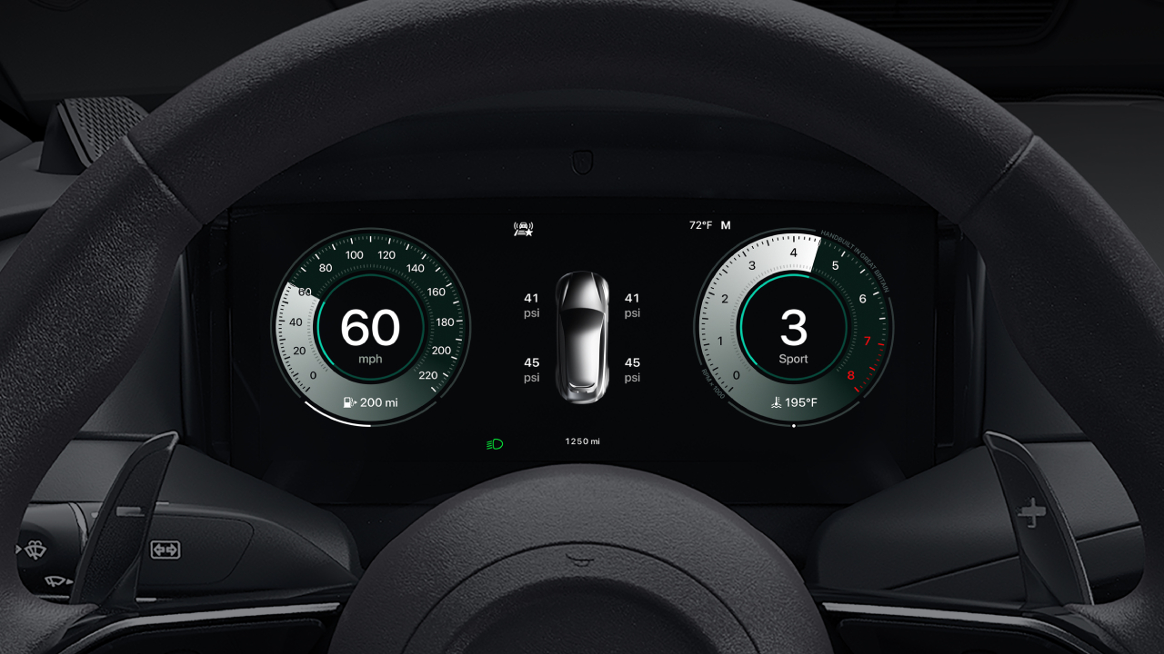 CarPlay Ultra Armaturenbrett mit TPMS-Anzeige CarPlay Ultra Armaturenbrett mit TPMS-Anzeige