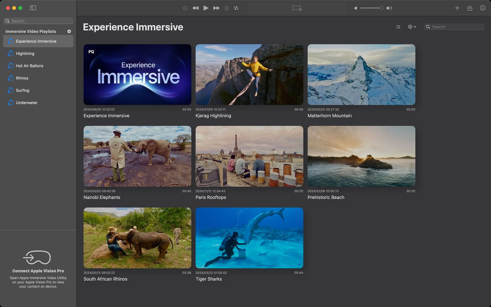 Bild des Apple Immersive Video Utility Programms Bild des Apple Immersive Video Utility Programms