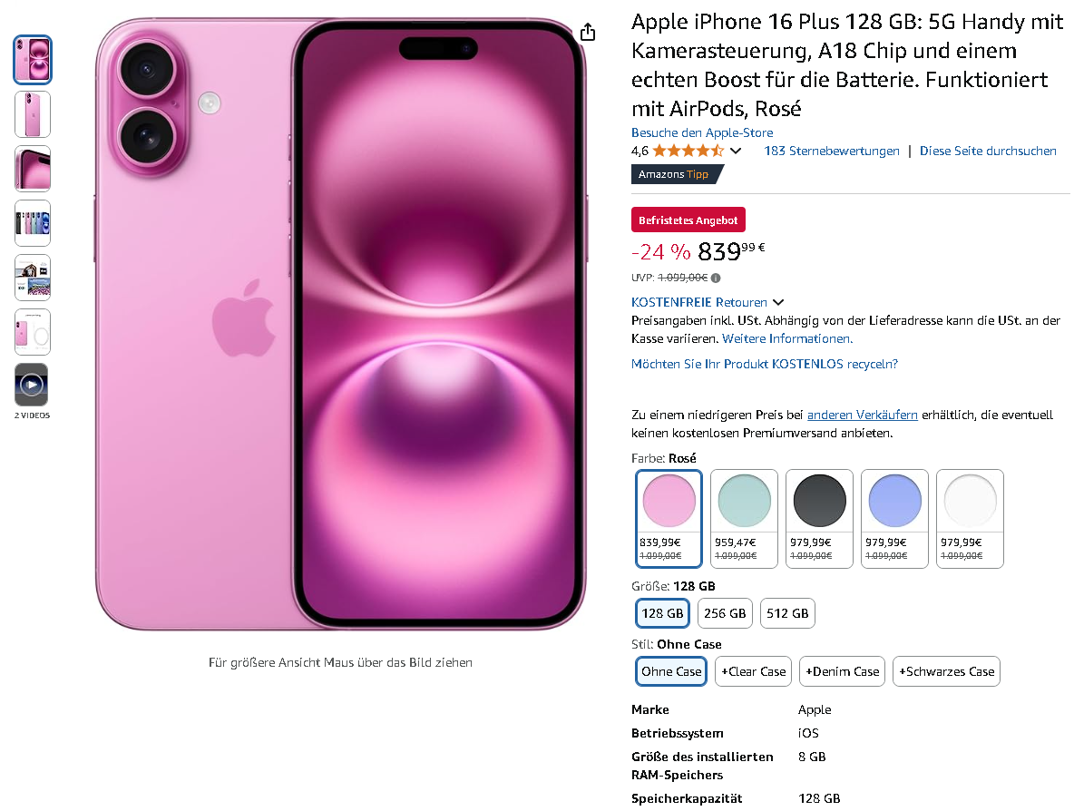 Apple iPhone 16 Plus Screenshot