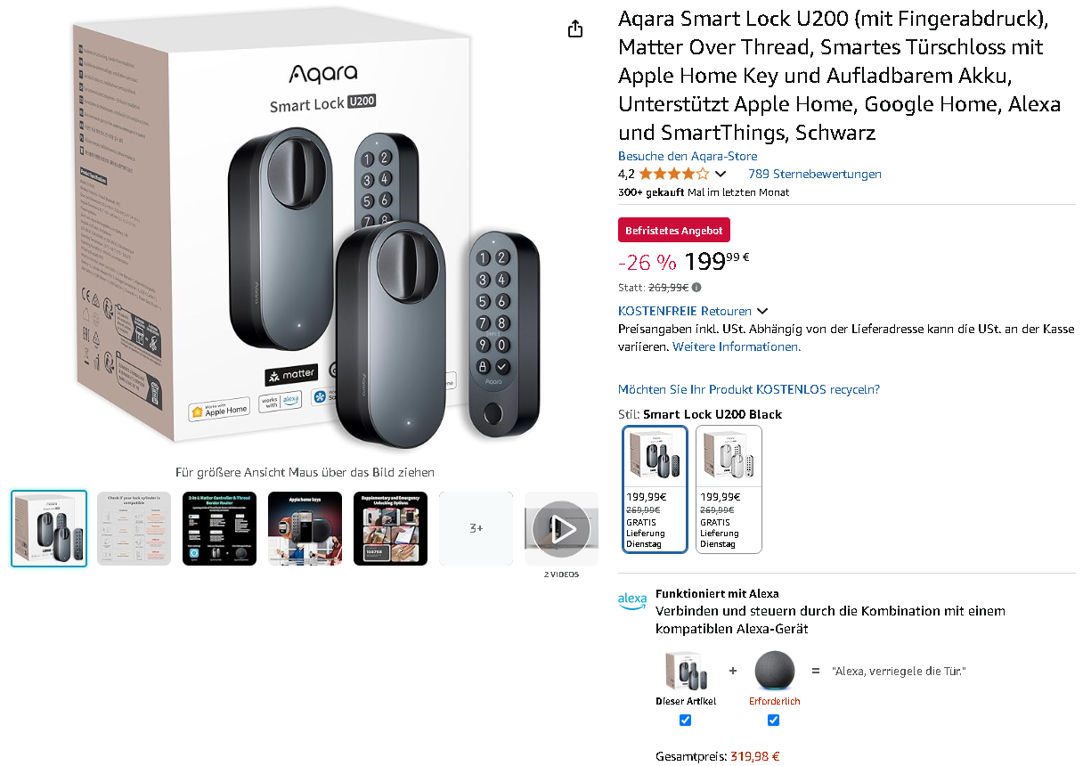 Screenshot der Aqara Smart Lock U200 Screenshot der Aqara Smart Lock U200