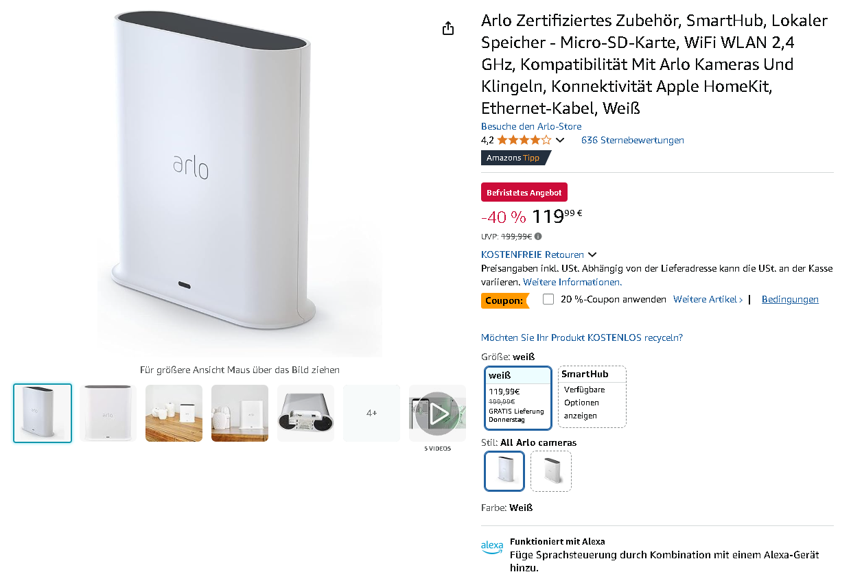 Arlo SmartHub Screenshot Screenshot der Arlo SmartHub