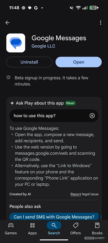 Google Play-Benutzeroberfläche mit Ask Play-Funktion Google Play-Benutzeroberfläche mit Ask Play-Funktion