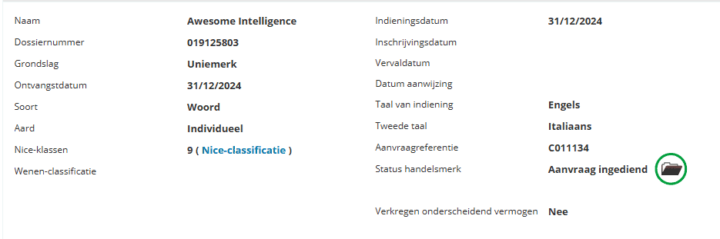 Screenshot der Marke "Awesome Intelligence" in Europa Screenshot der Marke "Awesome Intelligence" in Europa