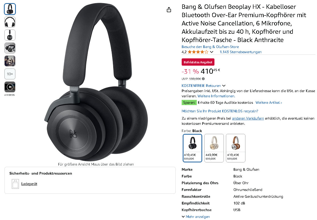 Bang Olufsen Beoplay HX Kopfhörer