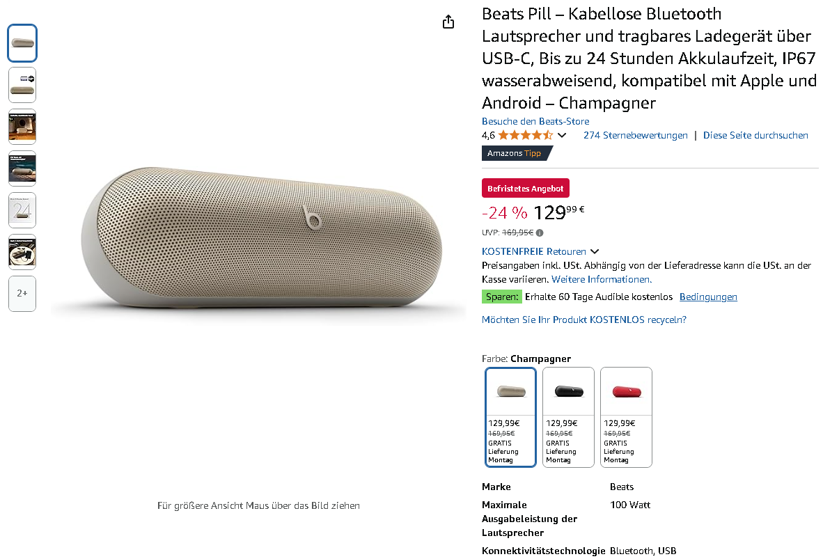 Beats Pill Lautsprecher Screenshot Beats Pill Lautsprecher Screenshot