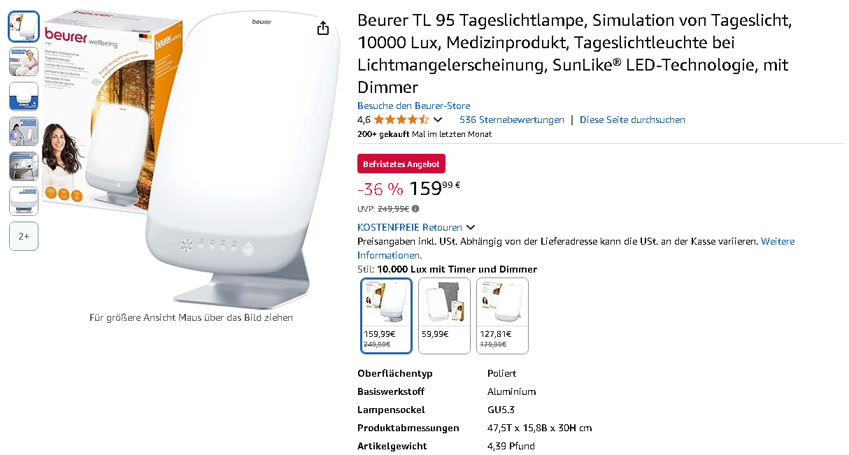 Beurer TL 95 Tageslichtlampe