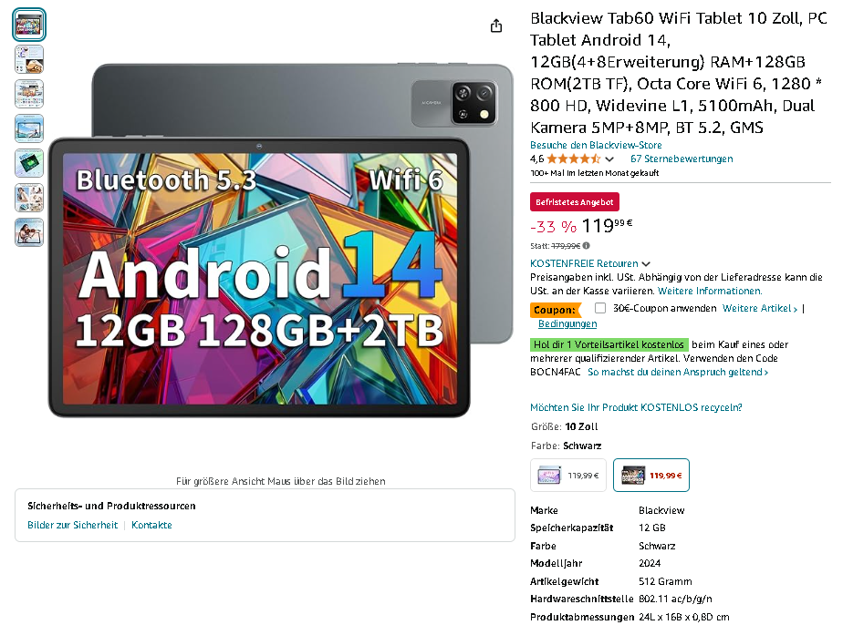Blackview Tab60 Tablet Screenshot der Blackview Tab60