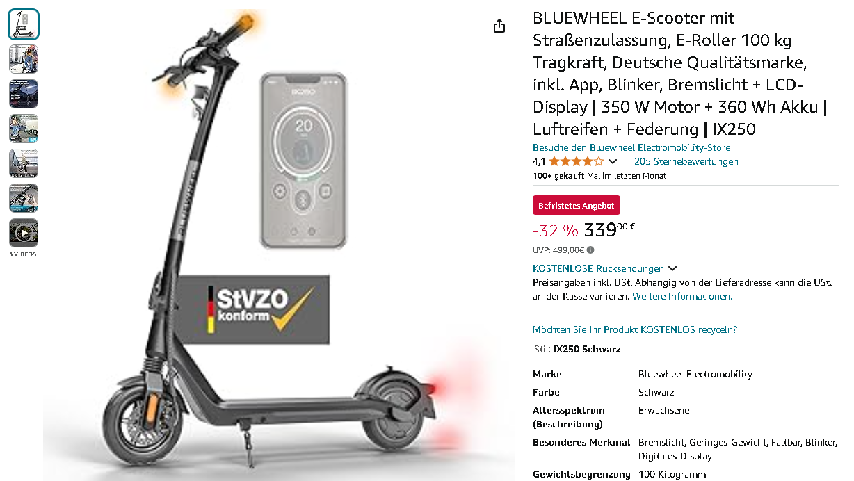 BLUEWHEEL IX250 E-Scooter BLUEWHEEL IX250 E-Scooter