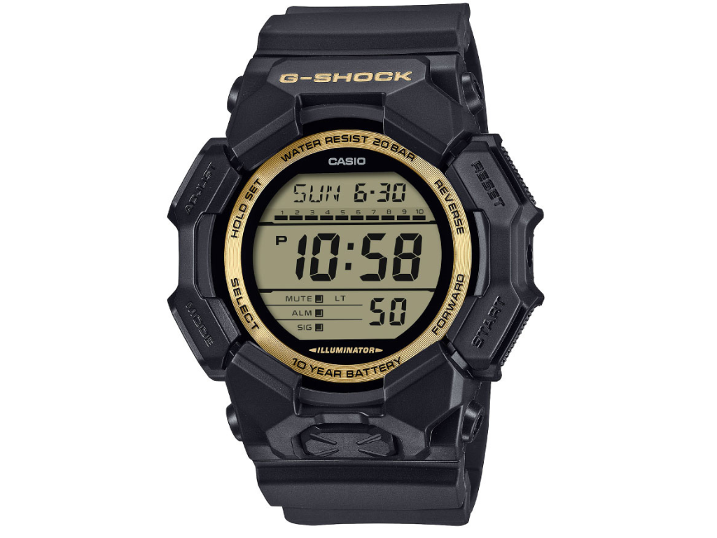 Casio G-Shock GD-010GB-1A9JF - schwarzes Gehäuse und goldene Details