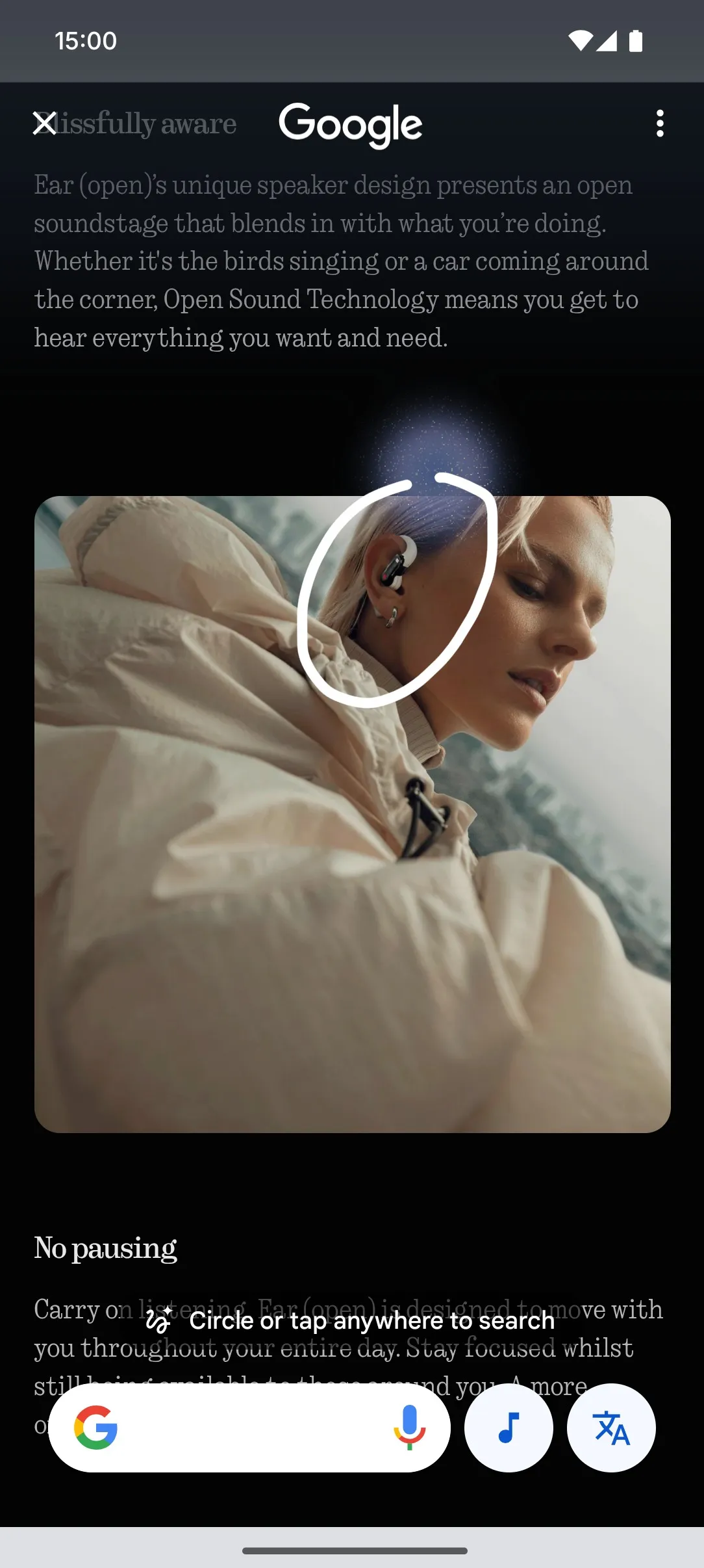 Circle to Search-Schnittstelle auf Nothing Phone Circle to Search-Schnittstelle auf Nothing Phone