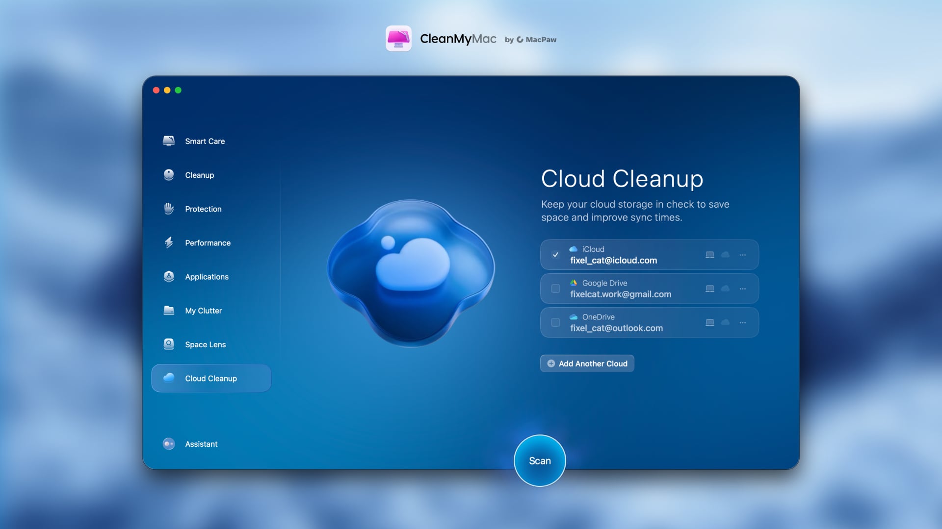 CleanMyMac Cloud Cleanup - Scan für Cloud-Dienste CleanMyMac Cloud Cleanup - Scan für Cloud-Dienste